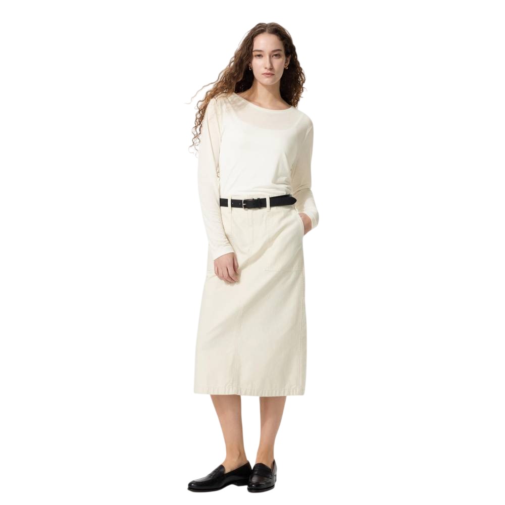 Лонгслив Uniqlo Sheer T-Shirt, 01 белый — фото 2