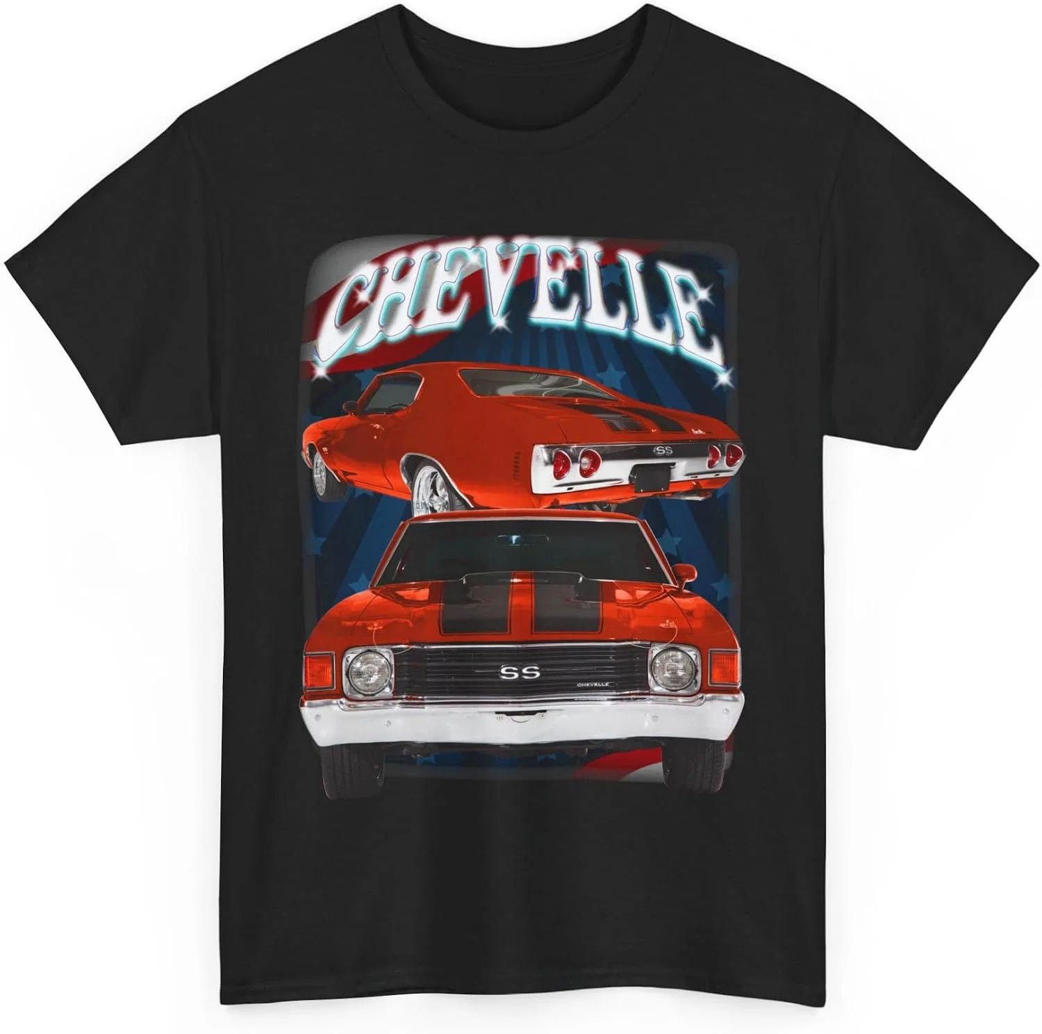 Футболка с принтом Red 1972 Chevelle, Black — фото 4