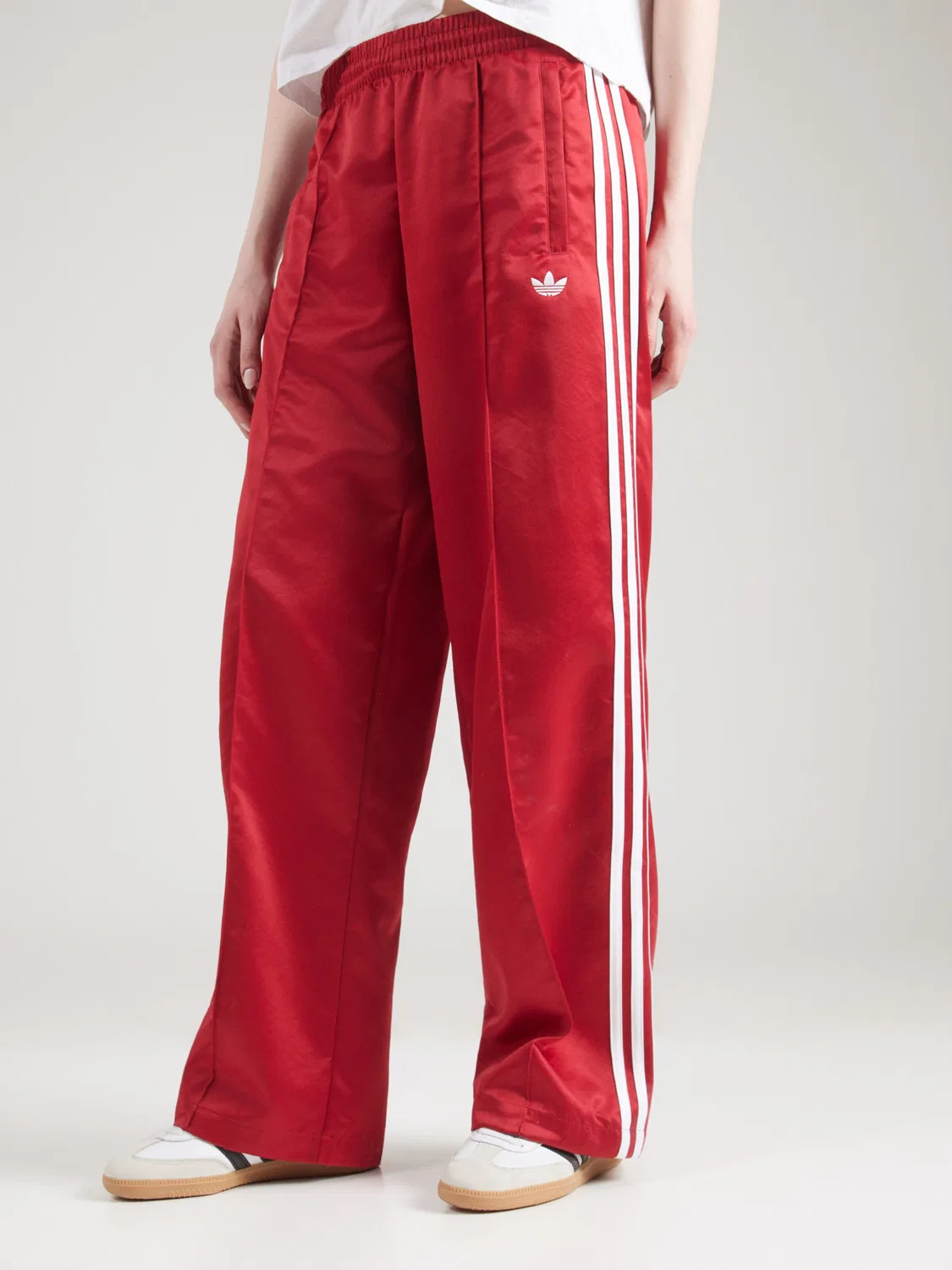Брюки Adidas Originals с широкими штанинами SST красного цвета — фото 3
