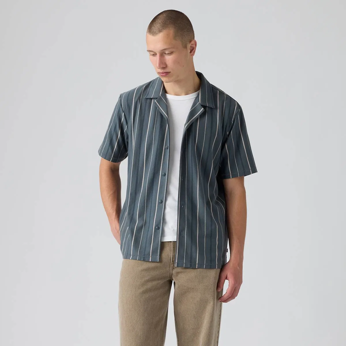 Вязаная походная рубашка Levi's, Belmont Stripe Dark Slate - Blue — фото 3