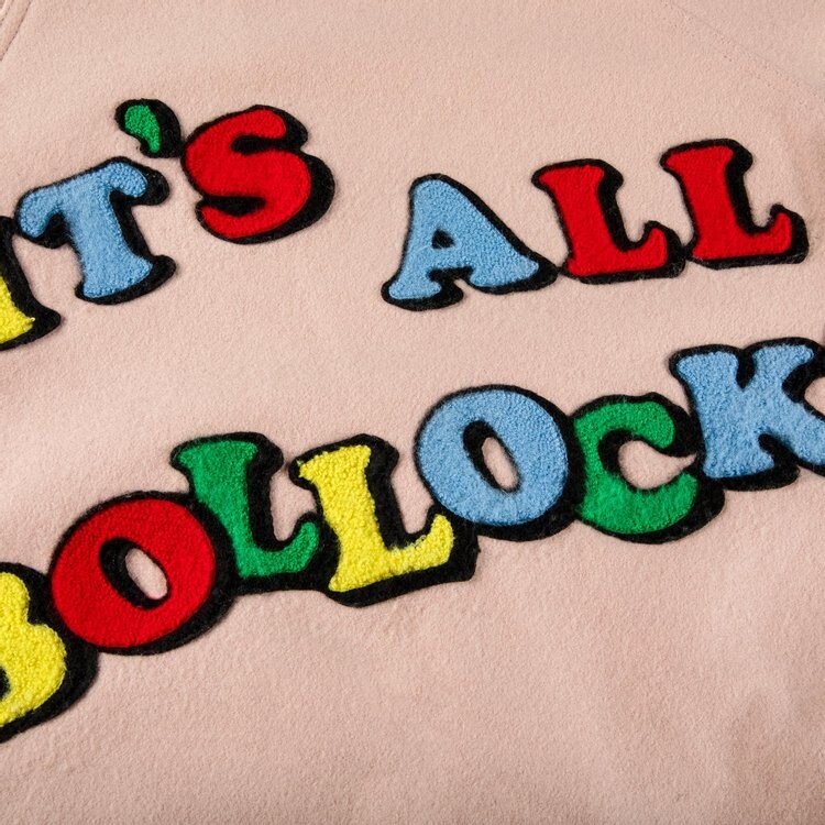 Куртка Supreme x Jamie Reid Its All Bollocks Varsity Jacket Dusty Pink, розовый — фото 3