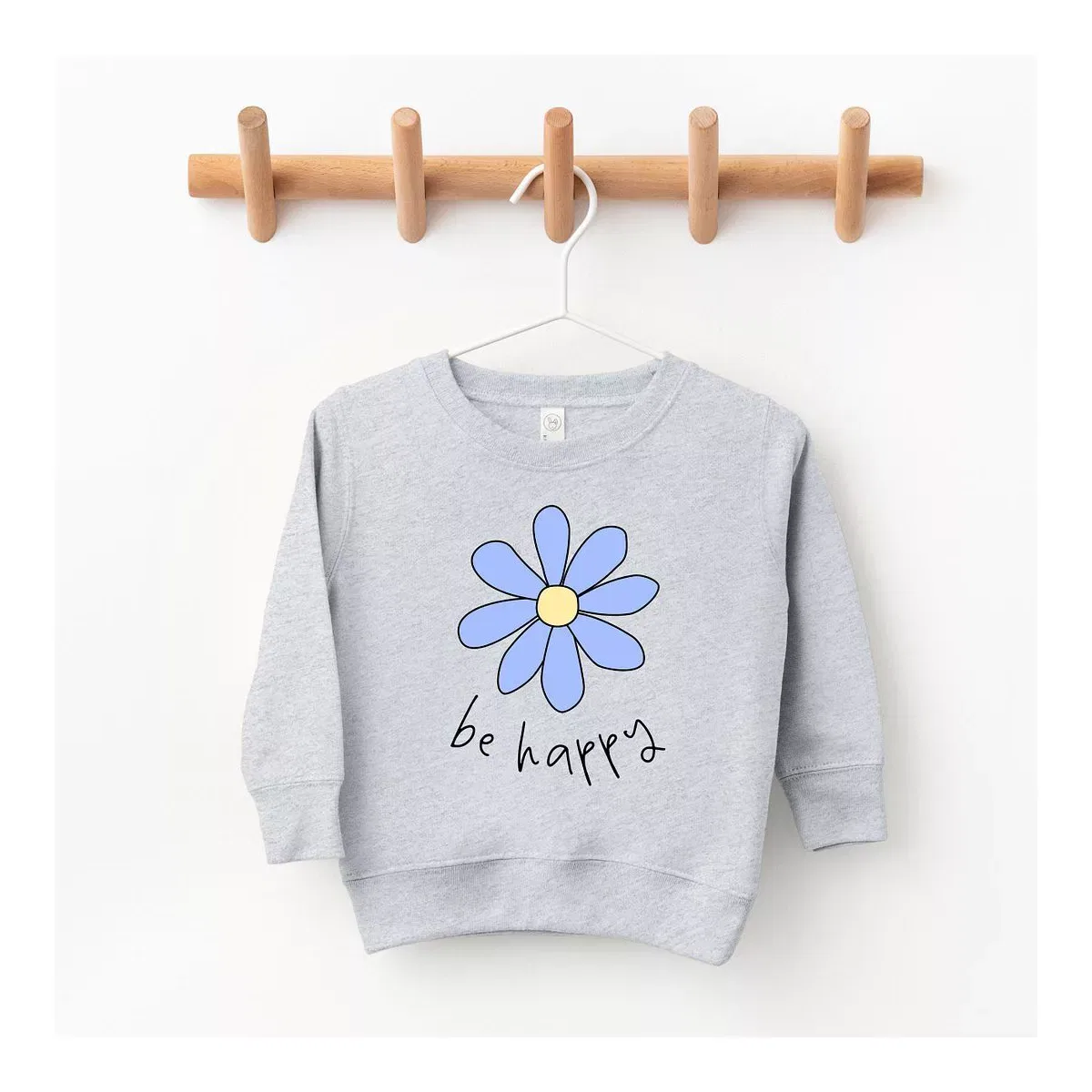 Детский свитшот для девочек с принтом Be Happy Flower The Juniper Shop, White