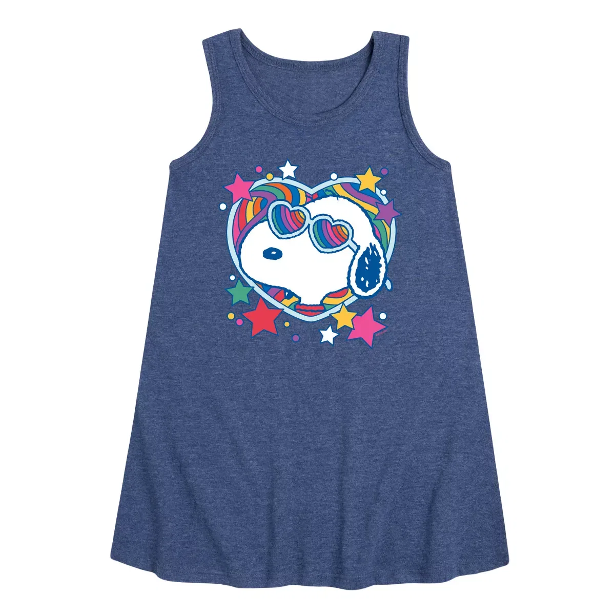 Детское платье-трапеция без рукавов Snoopy Groovy Heart Peanuts, Heather Navy