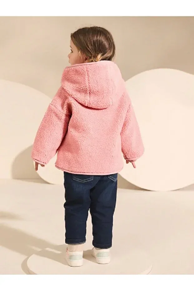 Детское зимнее пальто для девочек с капюшоном Next Baby, Pink — фото 3