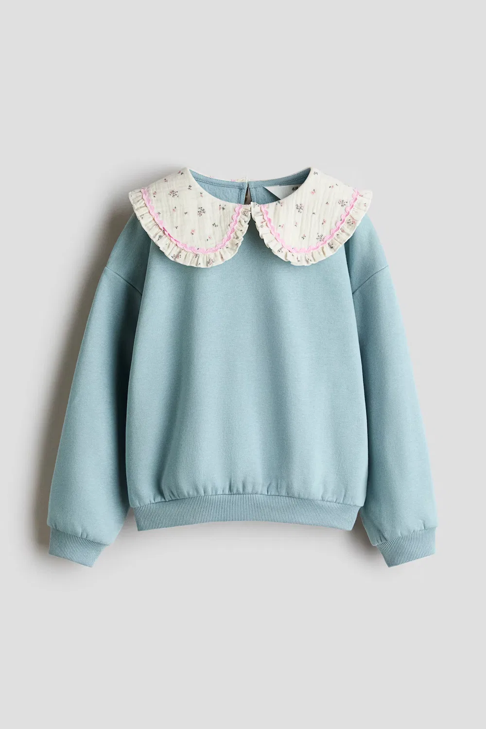 Толстовка с воротником H&M, Helltürkis/Geblümt