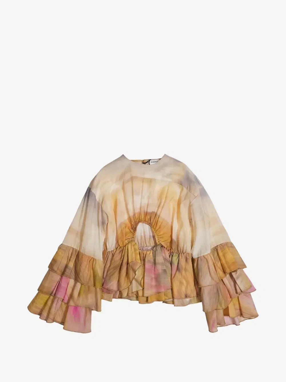 Блузка с оборками на рукавах Pinko Kids, бежевый