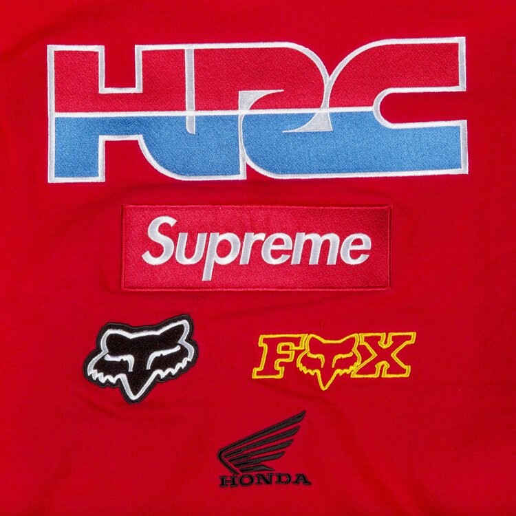 Толстовка Supreme x Honda Fox Racing Crewneck 'Red', красный — фото 4