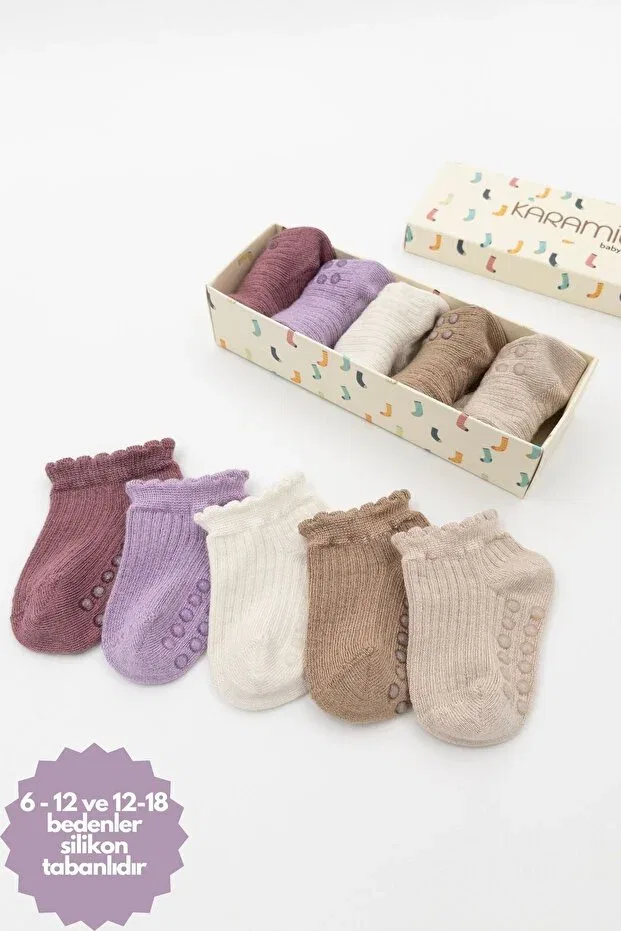 Детский набор носков для девочек с бамбуком Set of 5 baby socks natural bamboo booties Karamila, Pink — фото 2