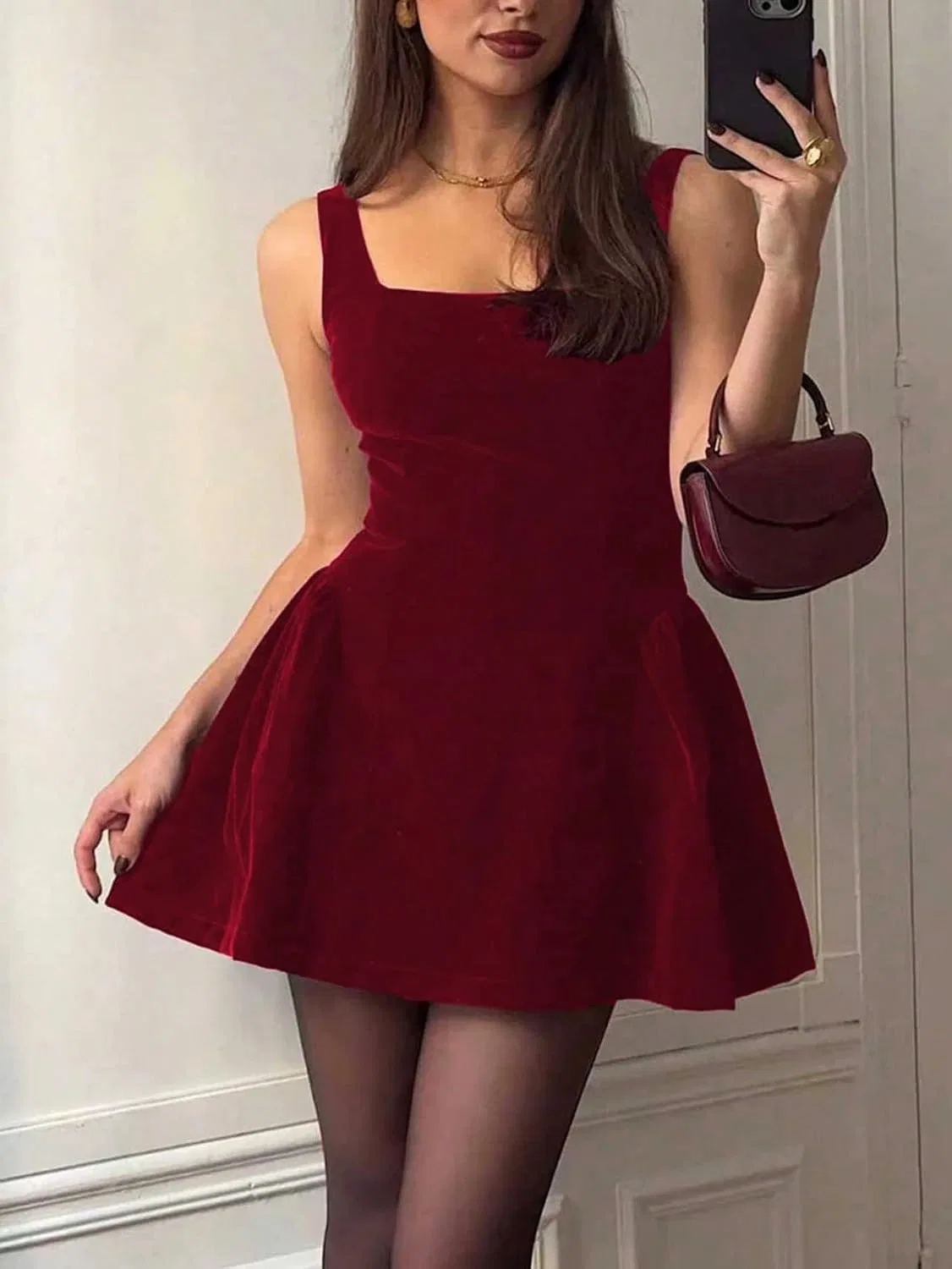Женское элегантное A-line мини-платье с открытой спиной, Red — фото 3