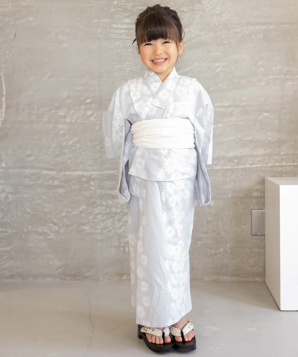 Детский комплект юката 3 предмета с цветочным принтом Yukata-kan Grace, Желтый — фото 2