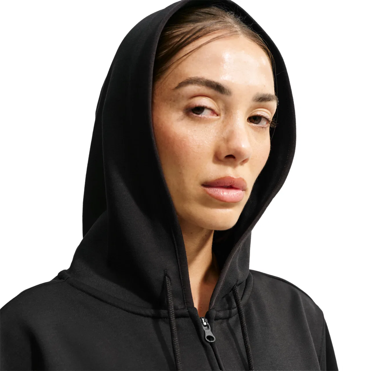 Женское худи на молнии из флиса средней плотности Studio Fleece Sport Nike, черно-белый — фото 4