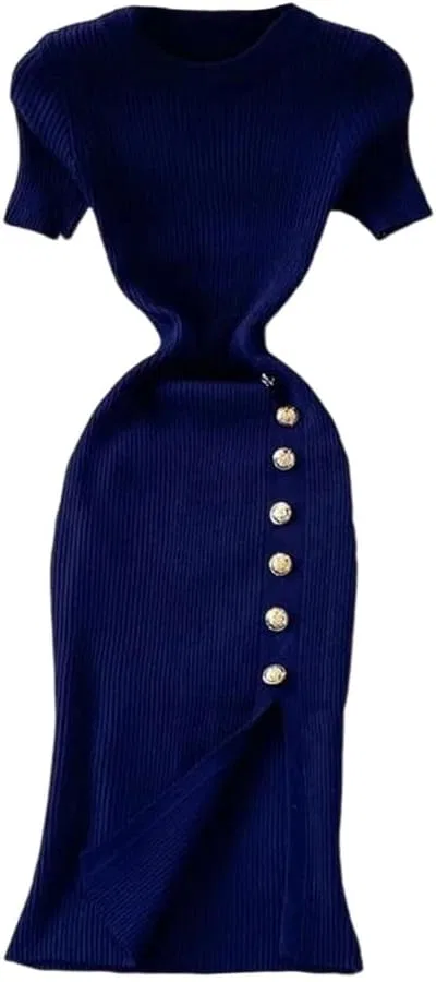 Женское облегающее платье из трикотажа, Blue