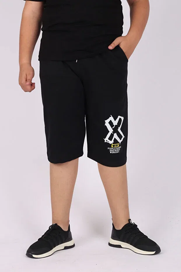 Детские шорты для мальчиков с принтом Win X Çiggo Kids, Black — фото 4