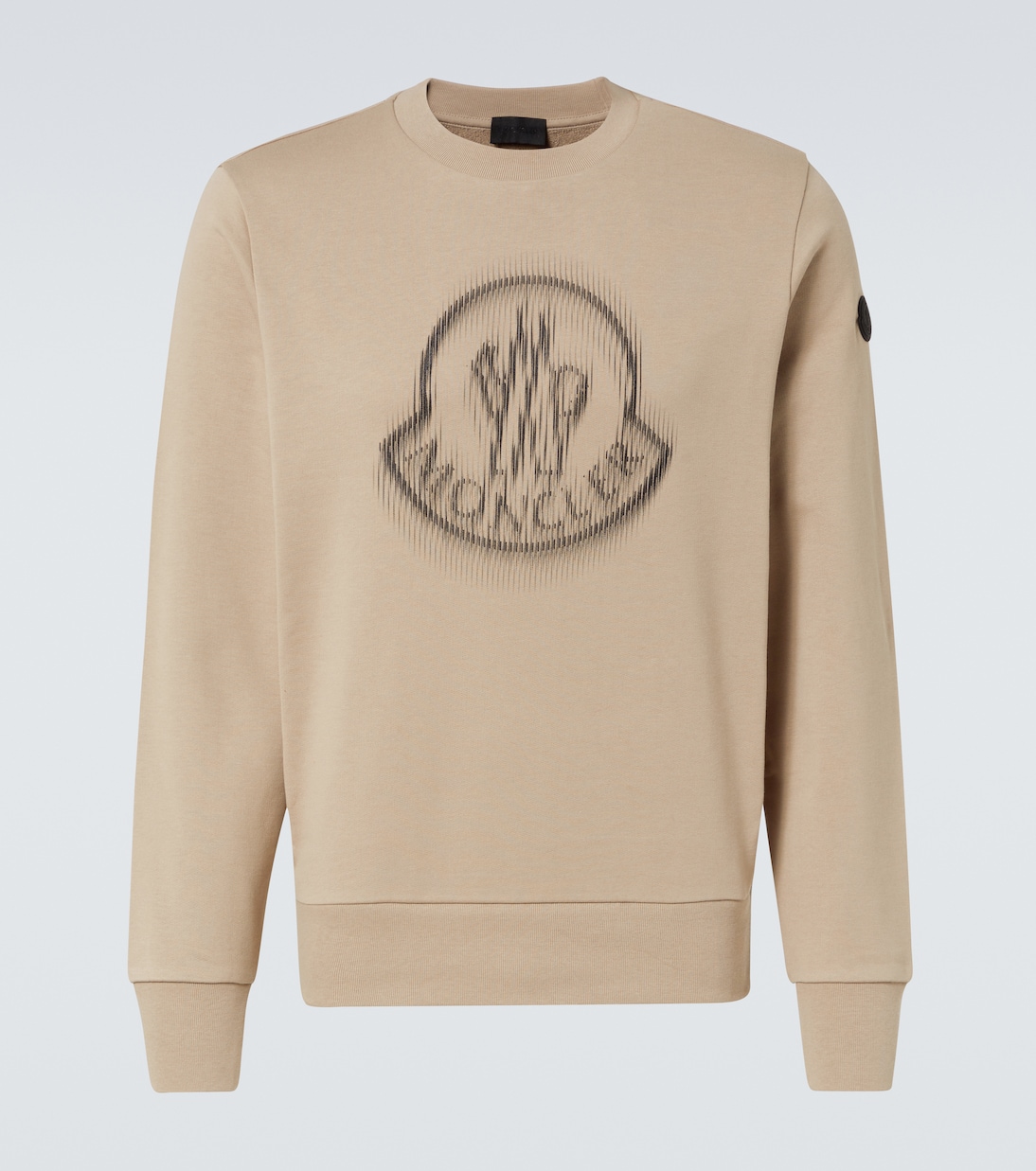 

Хлопковый джерси свитер с логотипом Moncler, Sand Beige