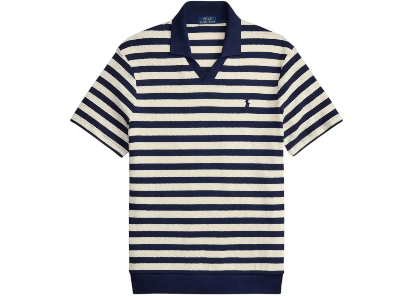 Мужская рубашка-поло с коротким рукавом Club Stripe Polo Ralph Lauren, Newport Navy/Pale Cream
