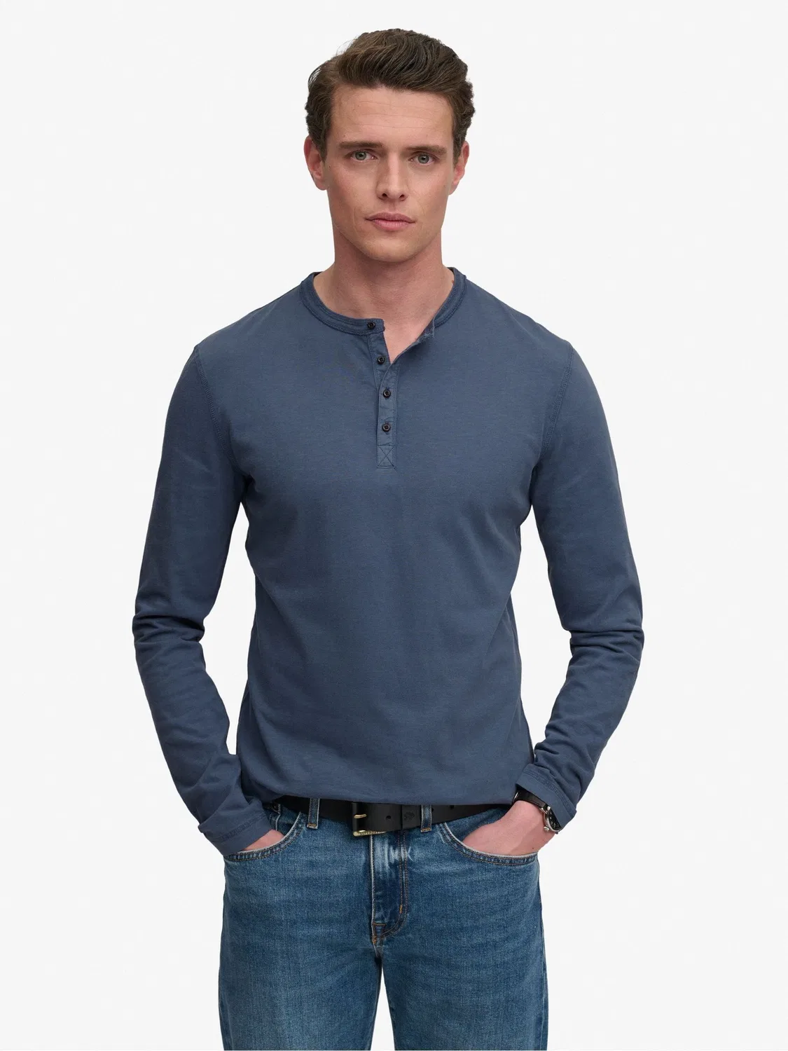 Футболка с длинным рукавом Grandad Top, Slim Fit Superdry, синий — фото 3