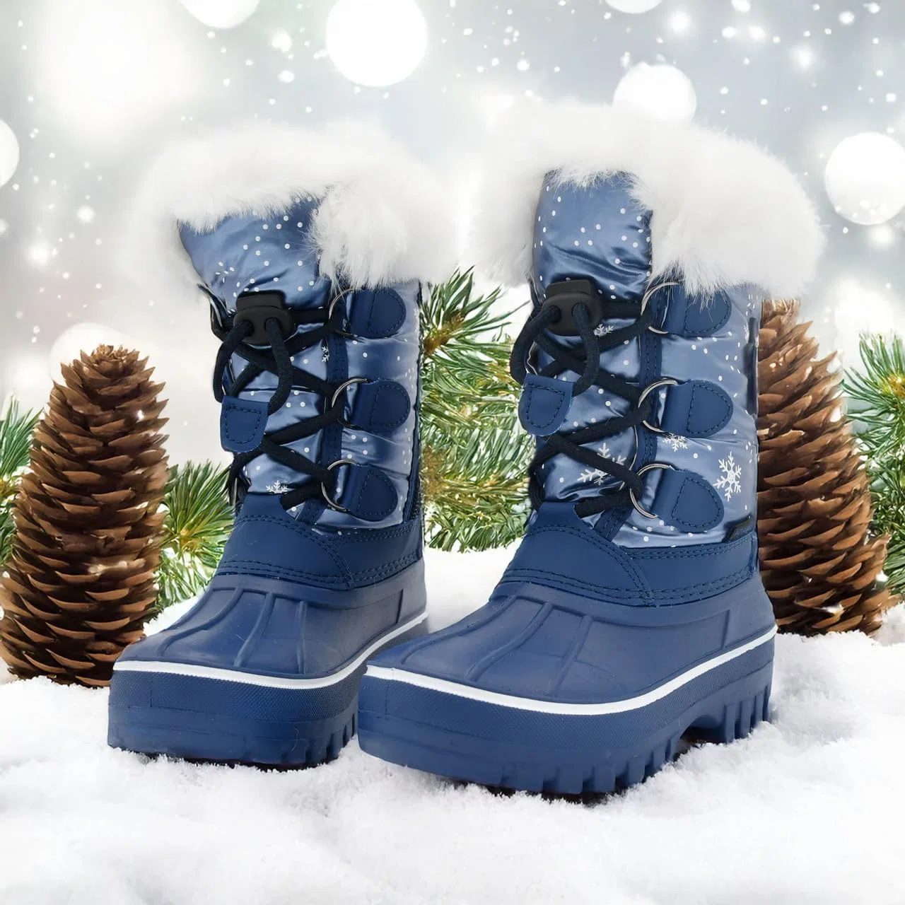 Детские зимние снежные ботинки с подсветкой Nova Mountain Light Up для мальчиков и девочек Nova Footwear, Navysnow — фото 2