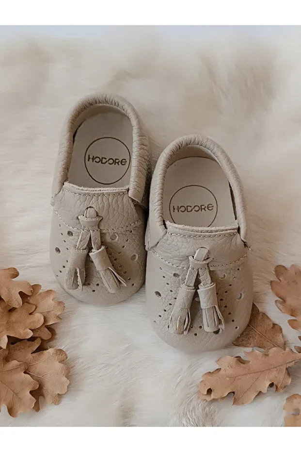 Детские мокасины для мальчиков из натуральной кожи Axel Hodore, Dark Cream