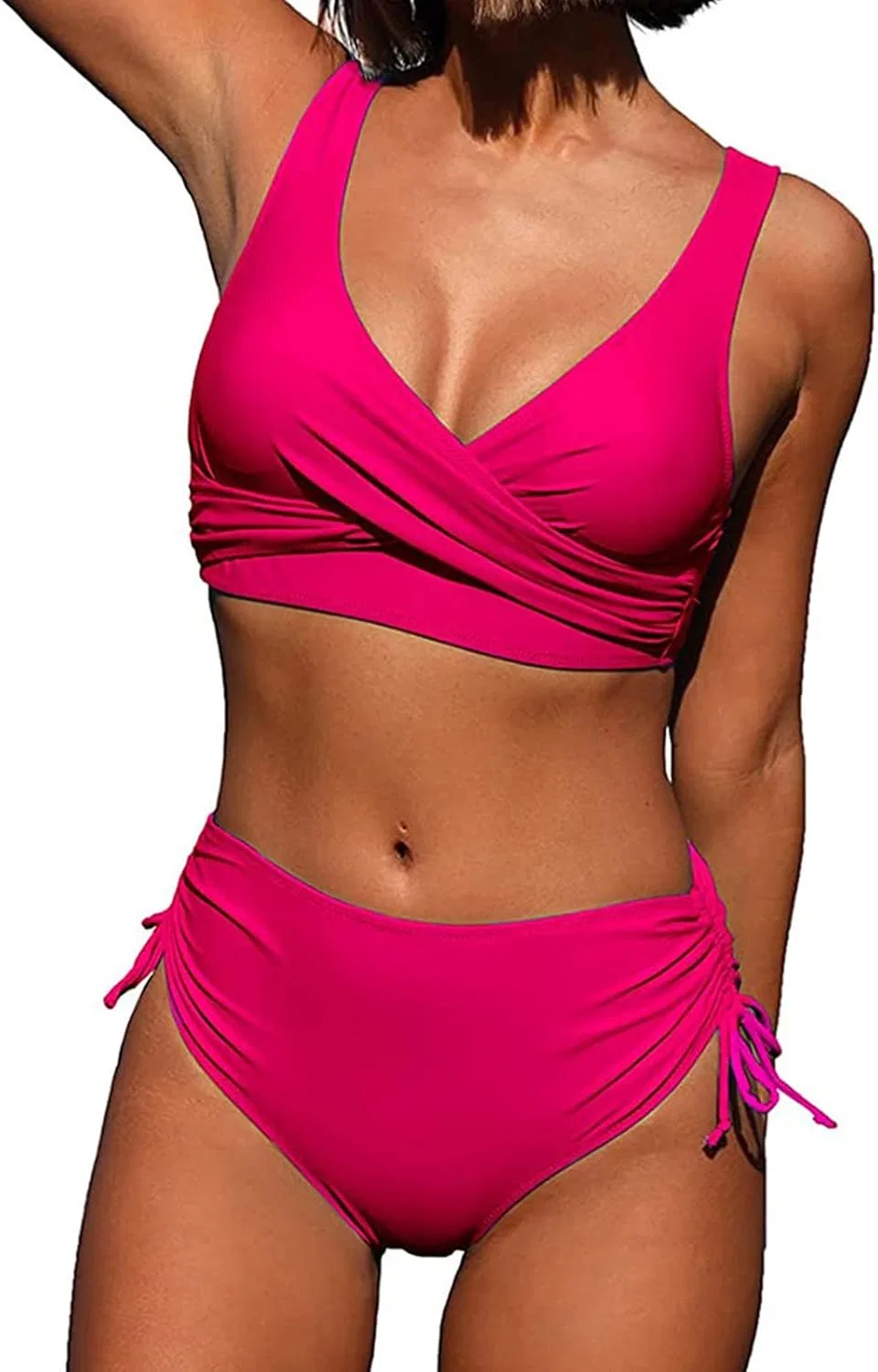 Женский бикини с V-образным вырезом, стринги, High Cut, Pink