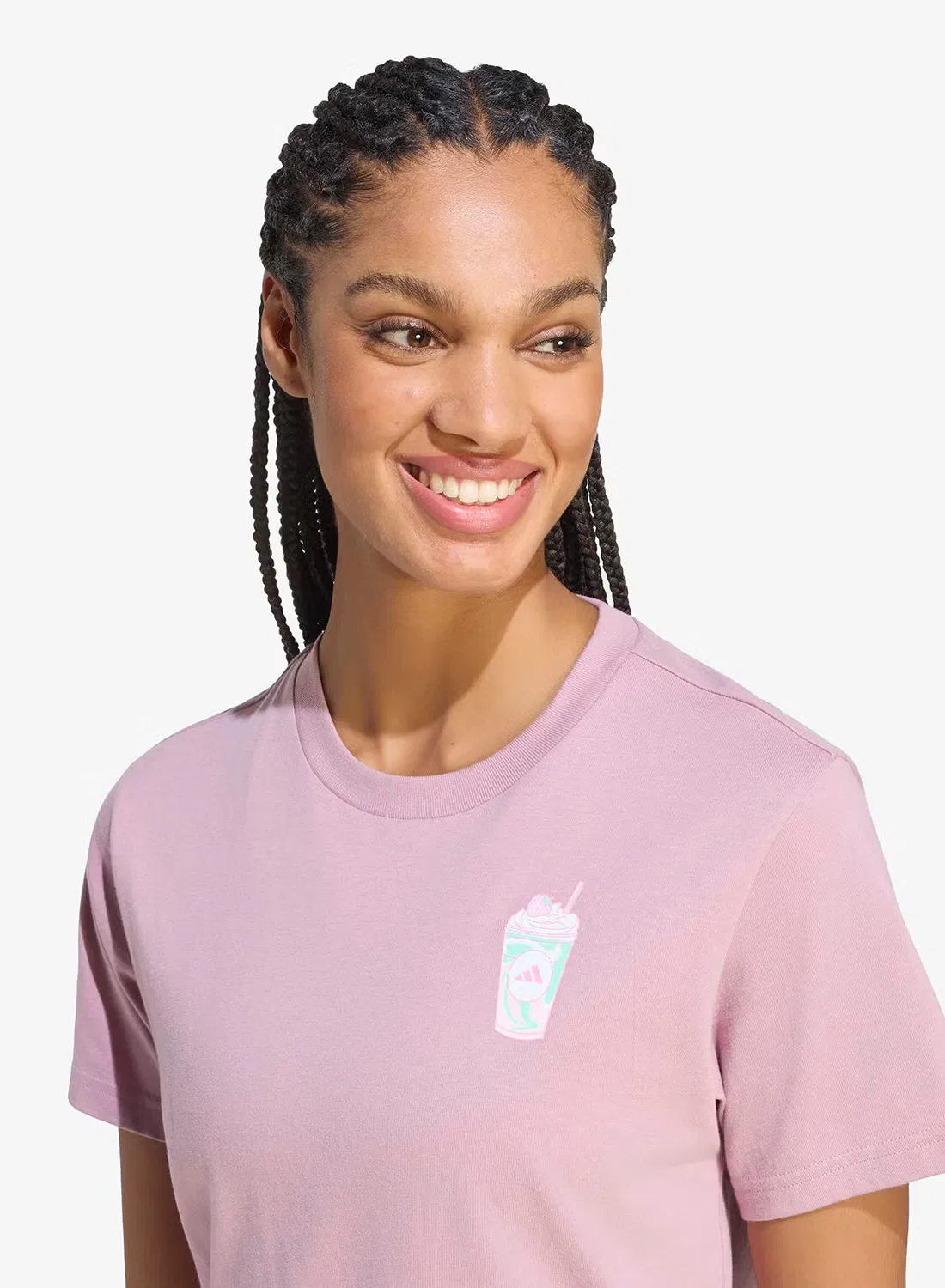 Футболка с принтом Food Regular Graphic Adidas, маджента — фото 3