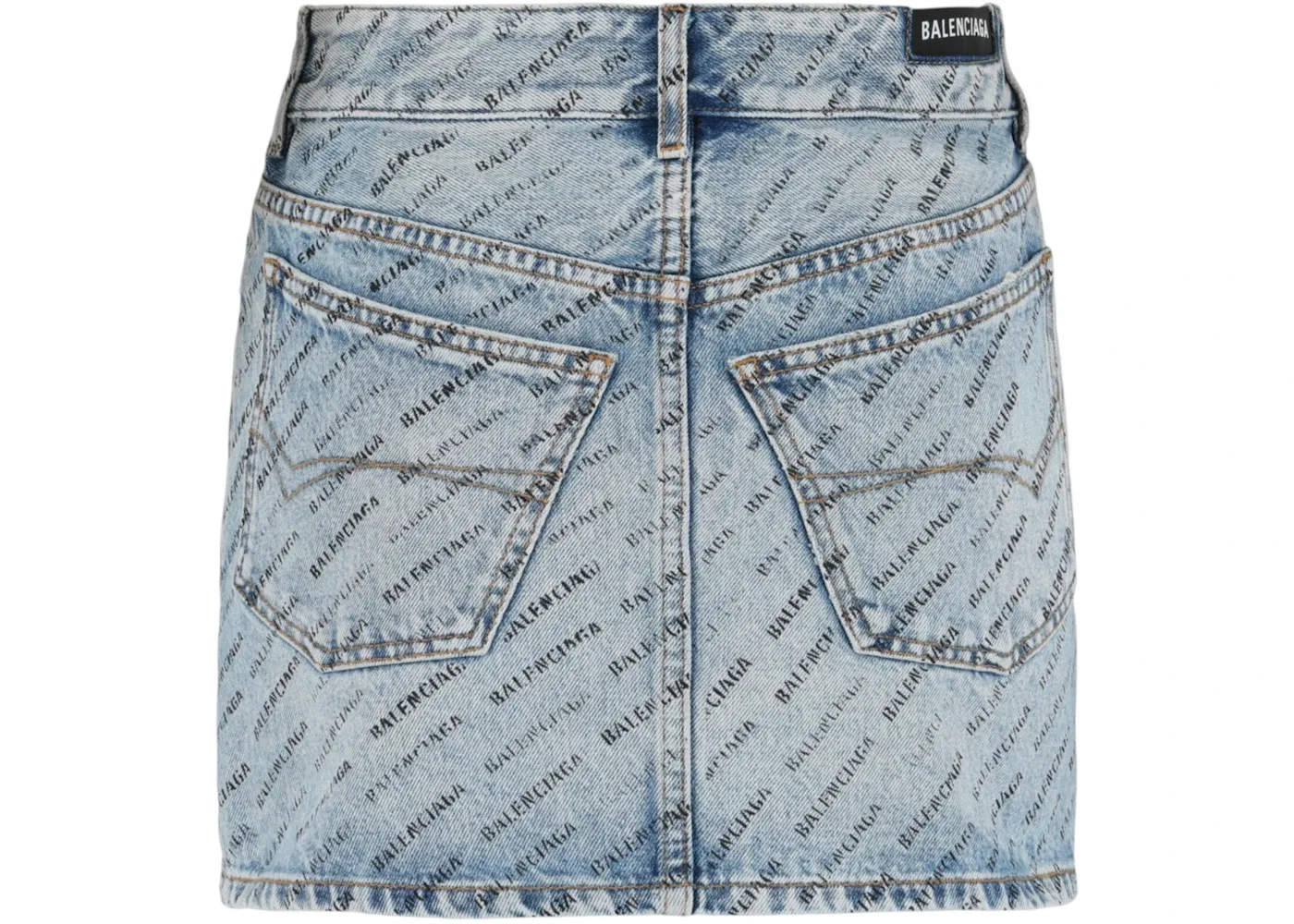 Женская мини-юбка с принтом Allover Stencil Balenciaga, цвет Iced/Blue — фото 2
