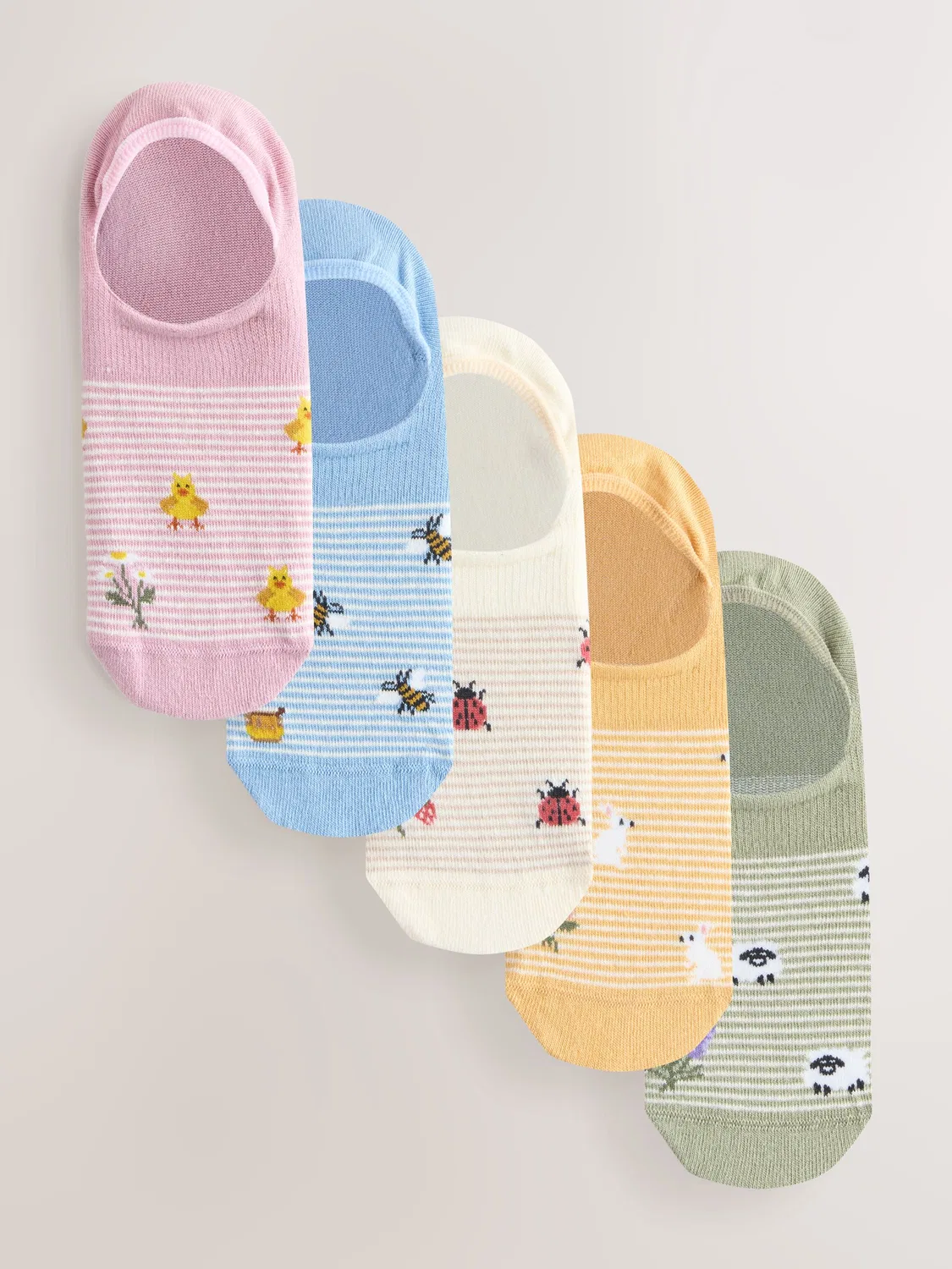 Носки-невидимки с принтом, набор 5 пар Next, Spring Conversational Print