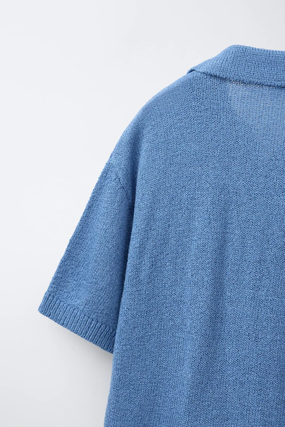 Деревенская вязаная рубашка-поло с карманом ZARA, Bluish — фото 4