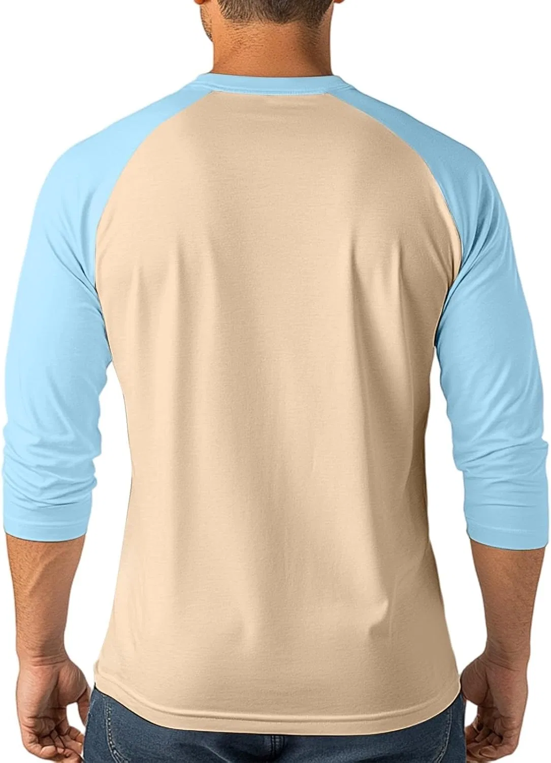 Мужская бейсбольная футболка с рукавом 3/4 Casual Raglan, Beige — фото 3