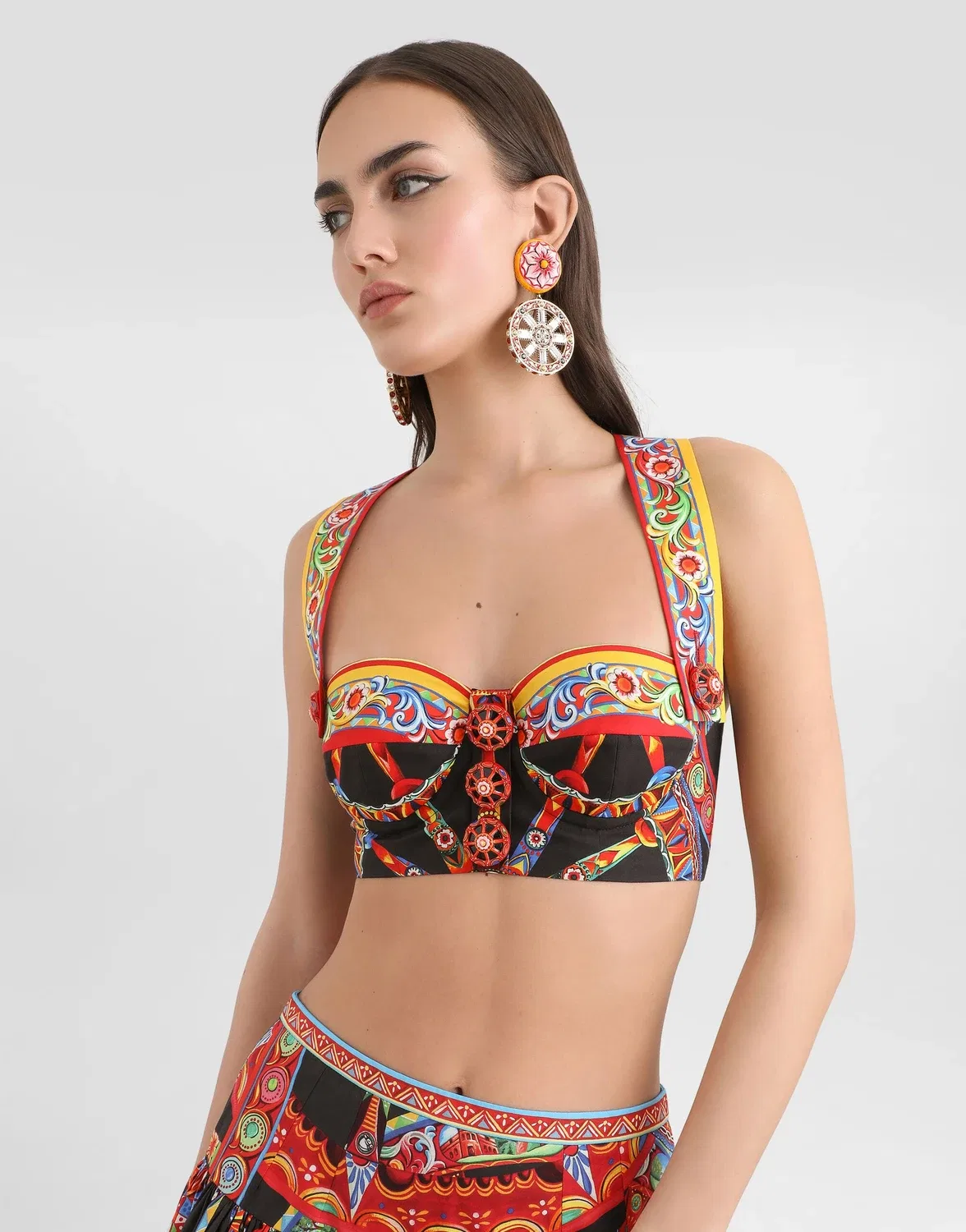 Топ из поплина с принтом Carretto Dolce & Gabbana, бежевый — фото 4