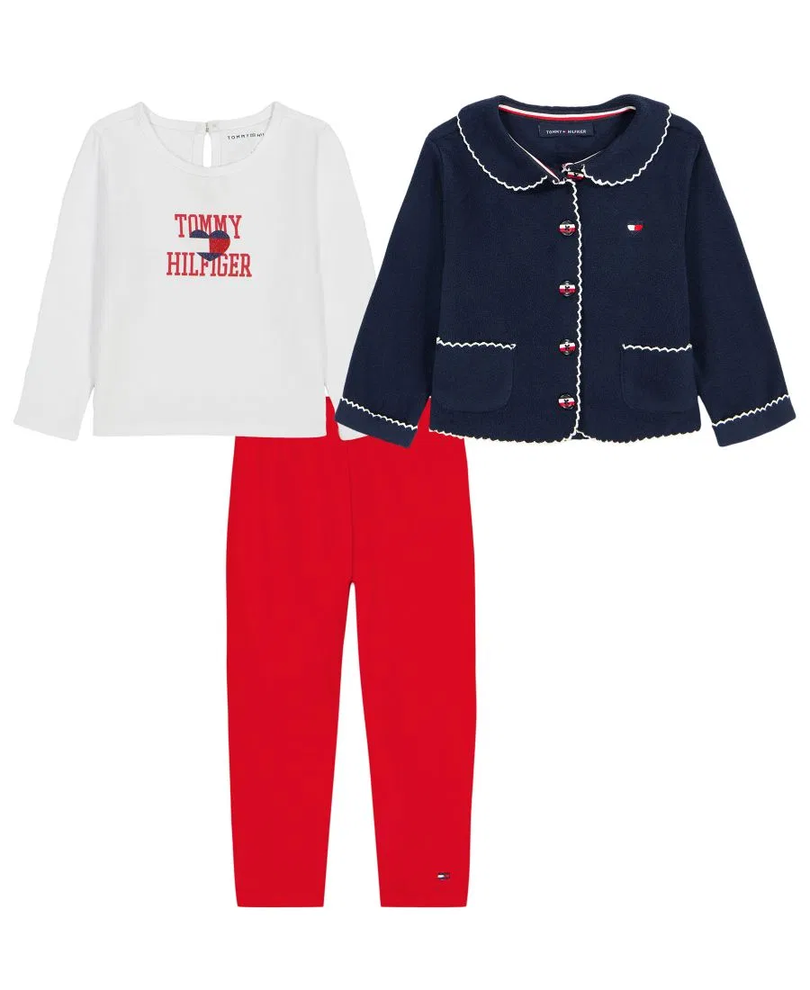 Комплект для девочек: куртка, футболка и леггинсы Tommy Hilfiger, Navy/White/Red