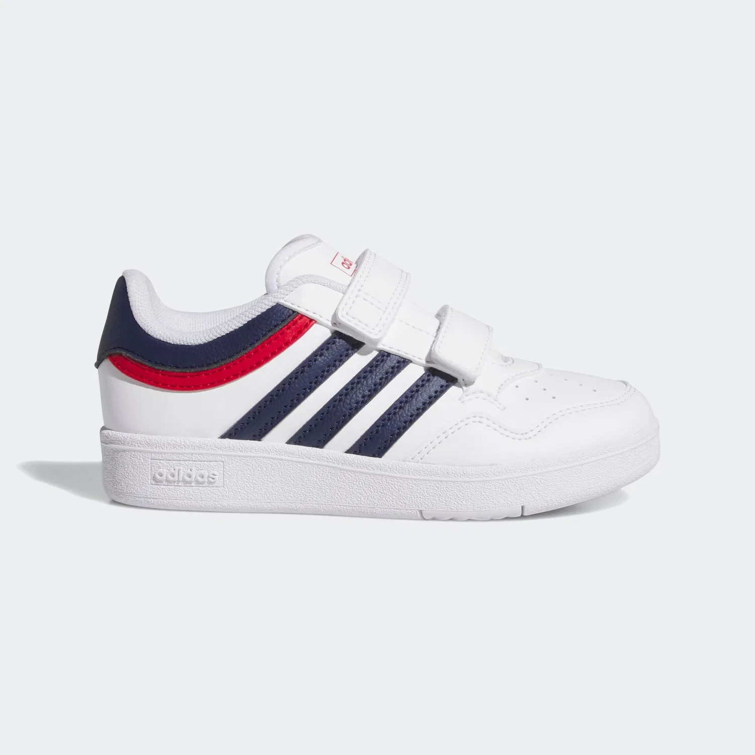 Детские кеды на липучках с баскетбольным стилем Adidas Sportswear, Cloud White / Dark Blue / Better Scarlet — фото 2