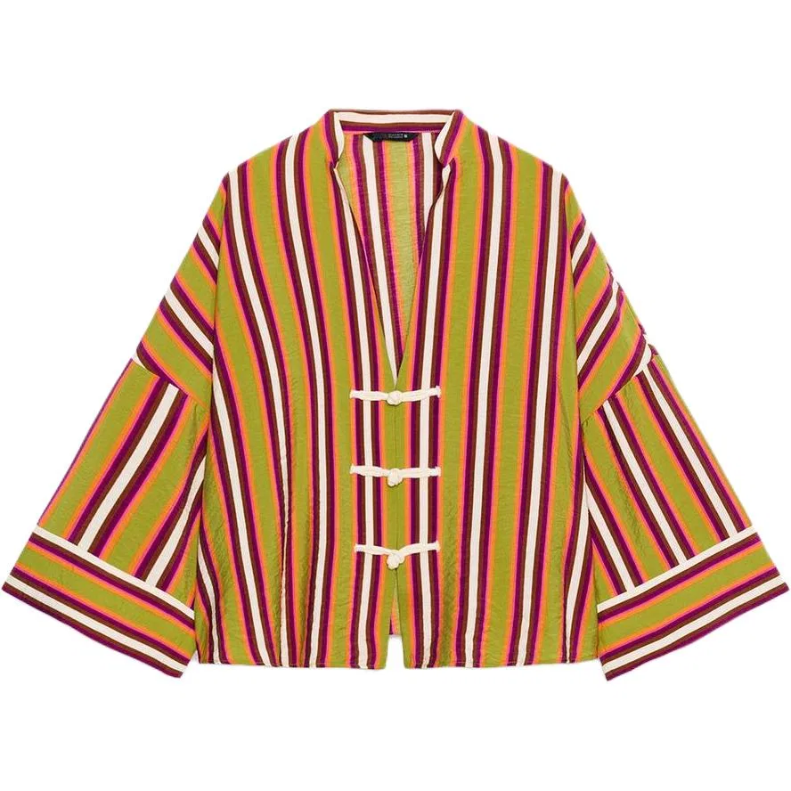 Женская рубашка с V-образным вырезом Multicolor ZARA