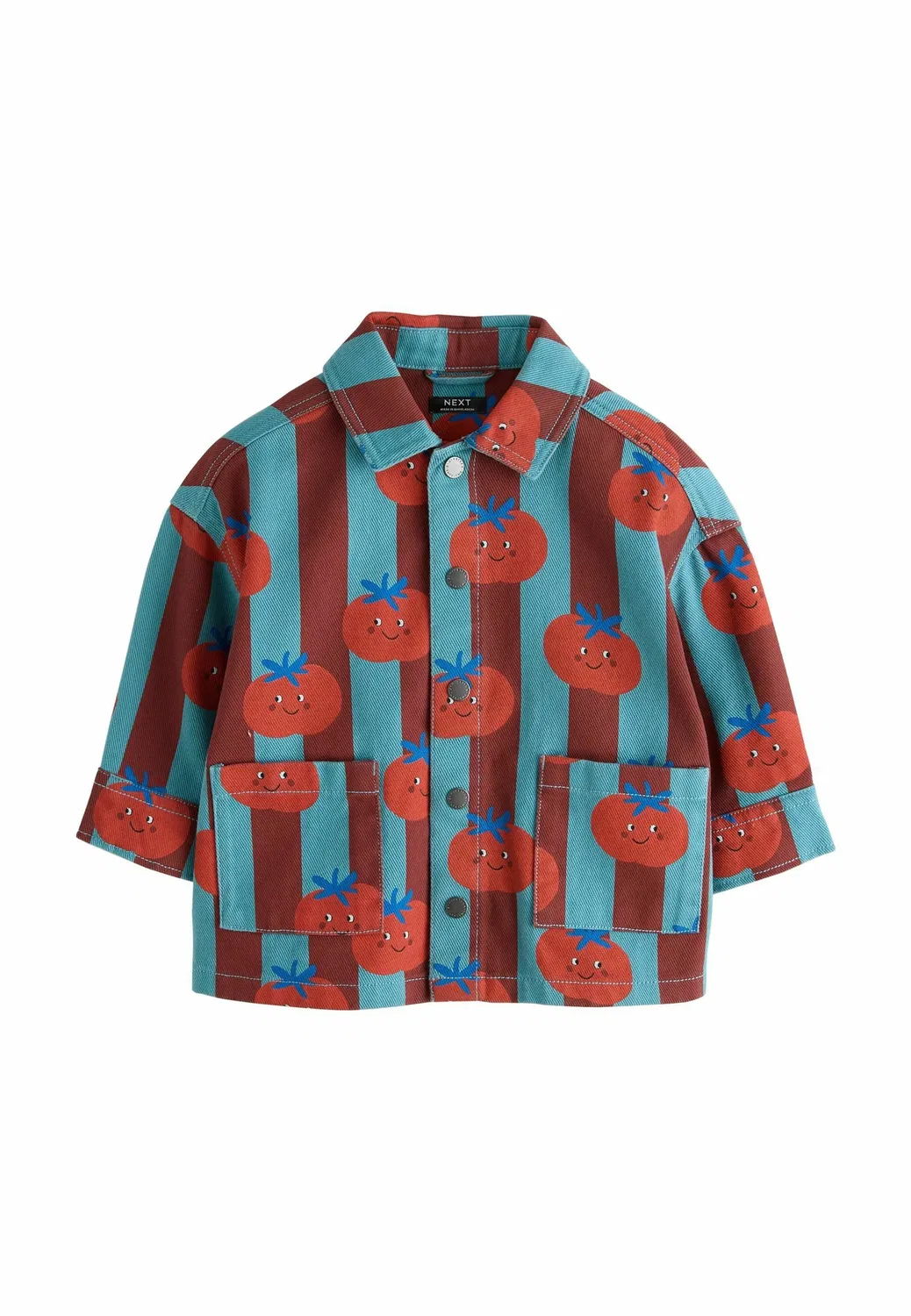 Рубашка-Куртка из саржи с принтом, прямого кроя Next, Red Blue Striped All Over Print Tomato