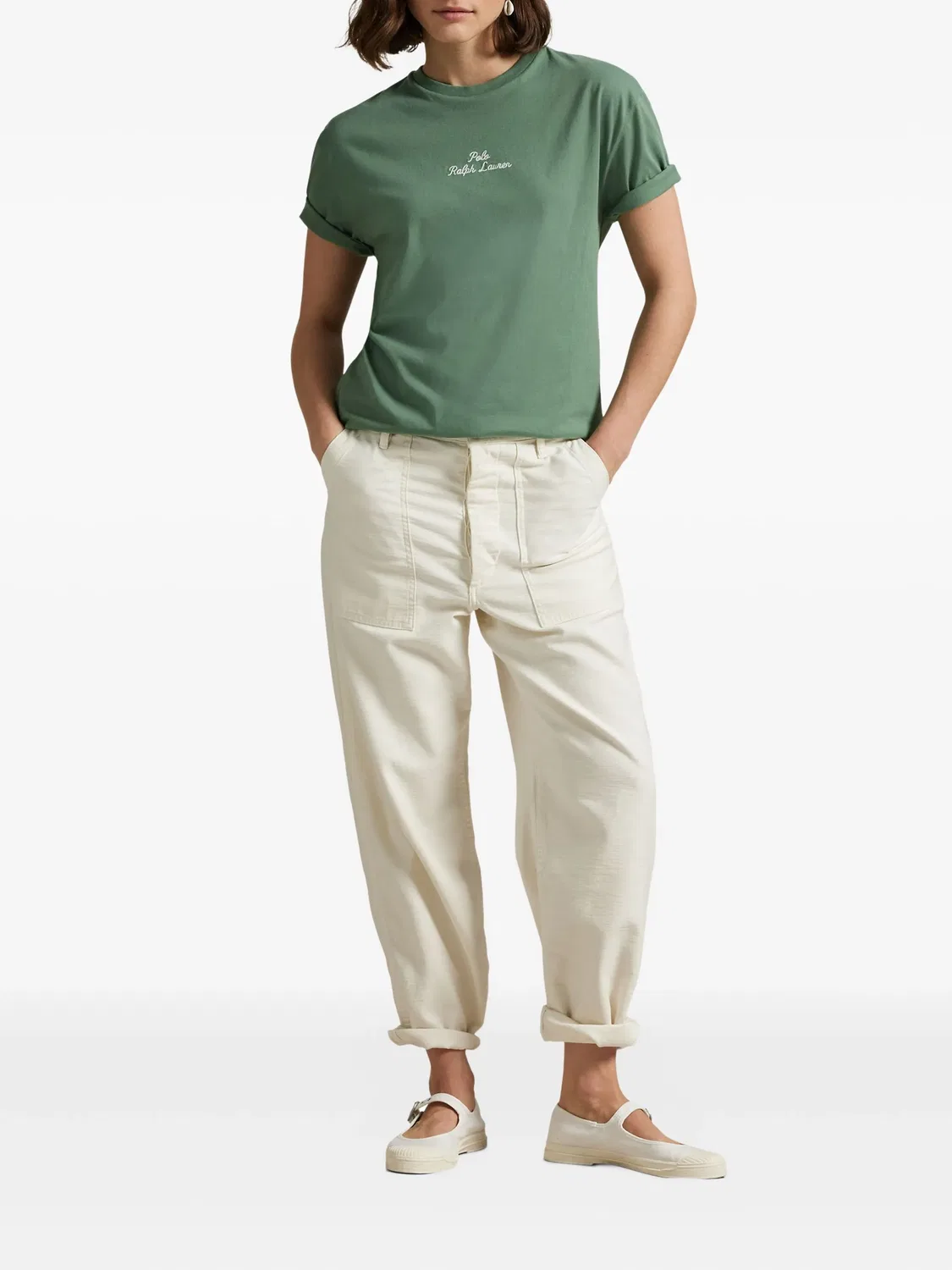 Хлопковая футболка зеленая Polo Ralph Lauren, зеленый — фото 2