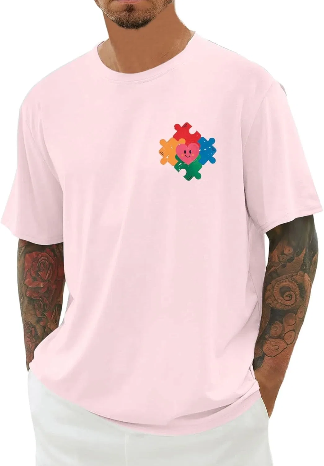 Мужская футболка с пазлом Autism Awareness, Light Pink
