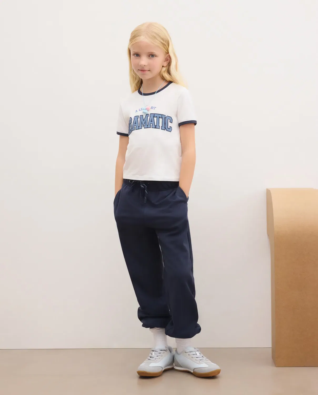 Детские спортивные штаны для девочки из футера Kids El Corte Inglés, Azul Marino