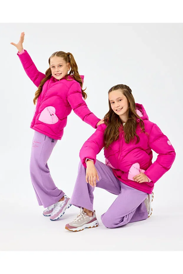 Детский пуховик для девочек с принтом Skechers, Purple — фото 4