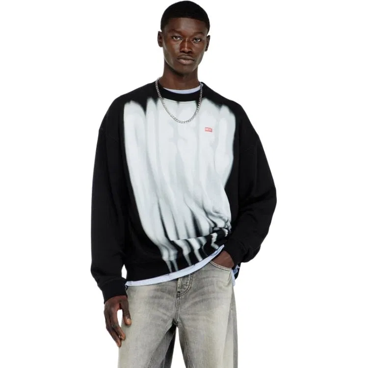 Мужской свитшот с круглым вырезом DIESEL, Black/White — фото 4
