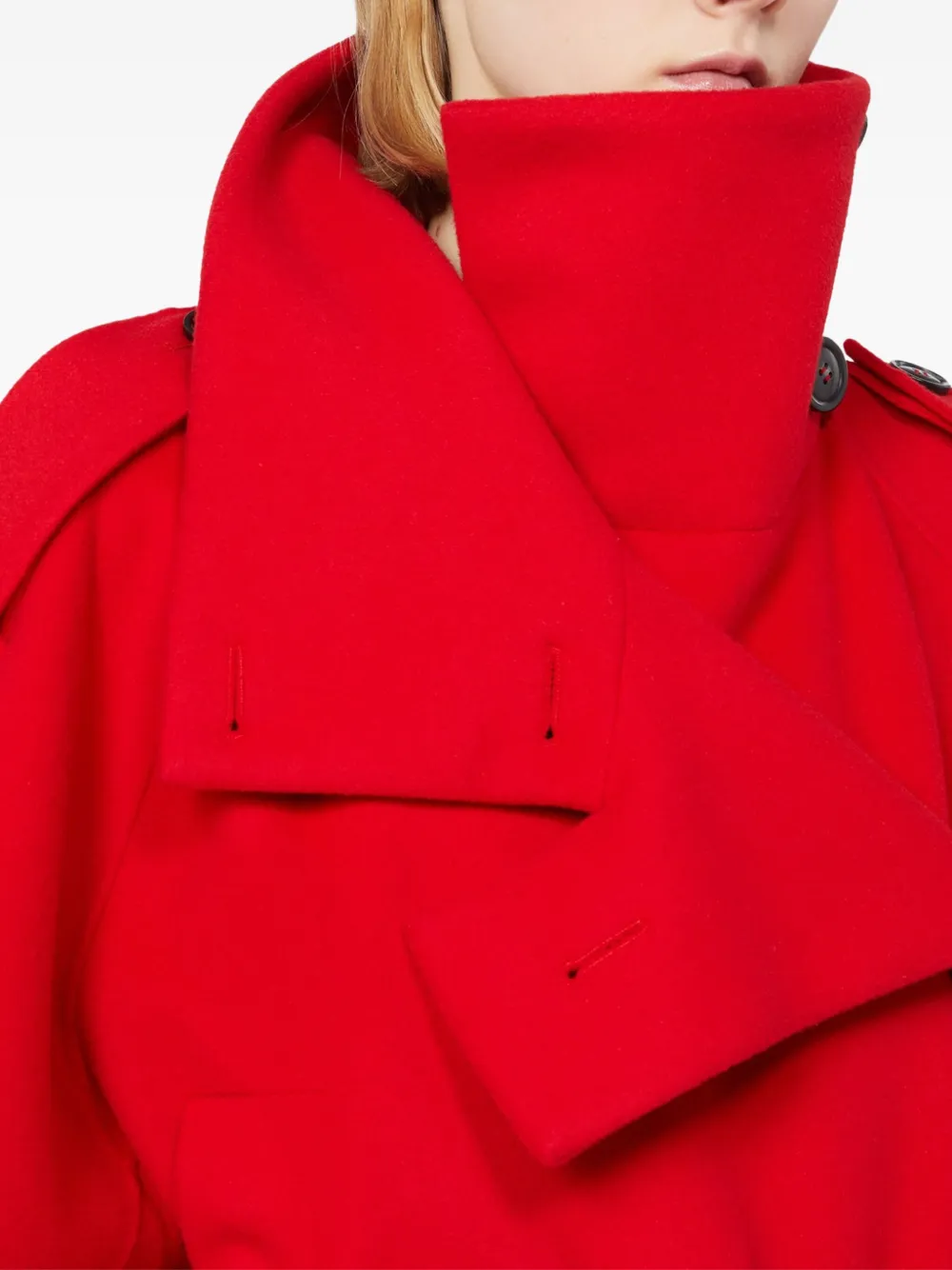 Пальто с поясом и воротником Max Mara, красный — фото 3