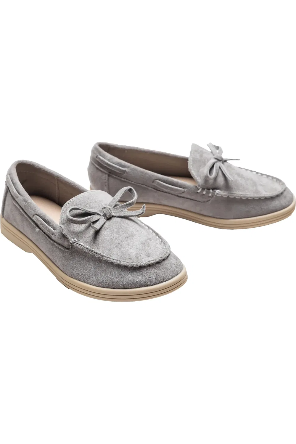 Детские туфли мокасины из замши Moccasin Loafers MOUSTACHE, серый — фото 3