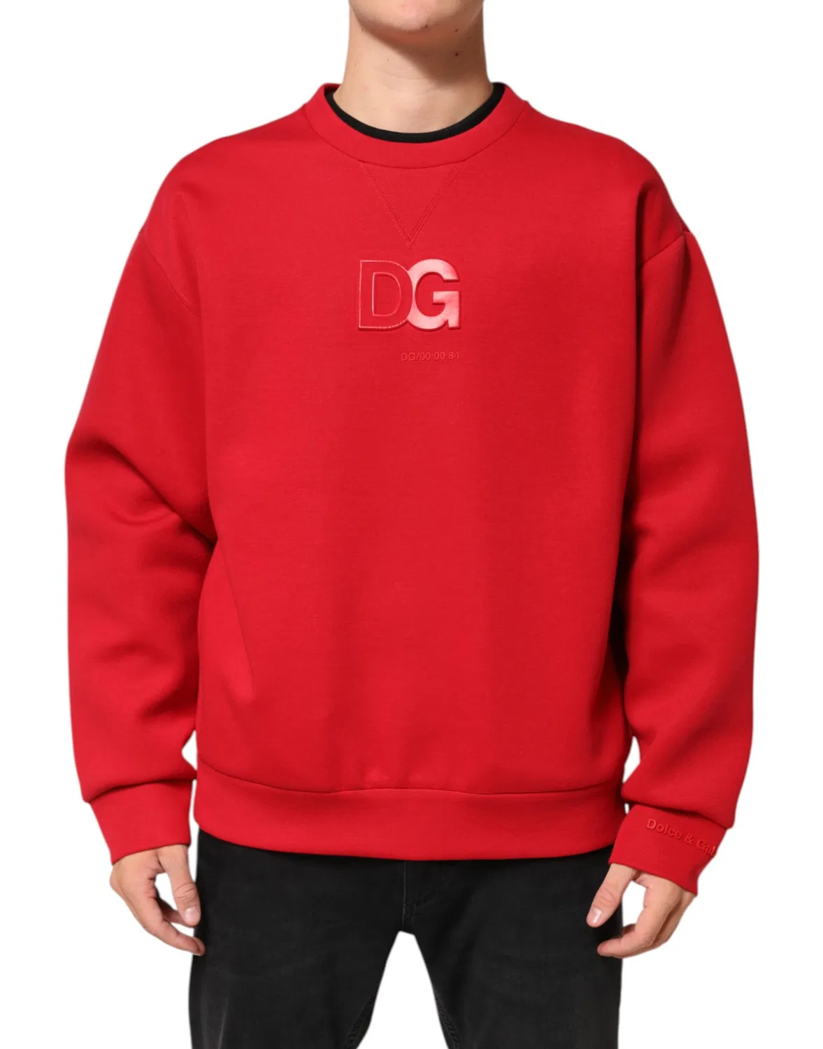 Мужской свитшот с вышитым логотипом DG Crew Neck Sweatshirt Dolce & Gabbana, Red