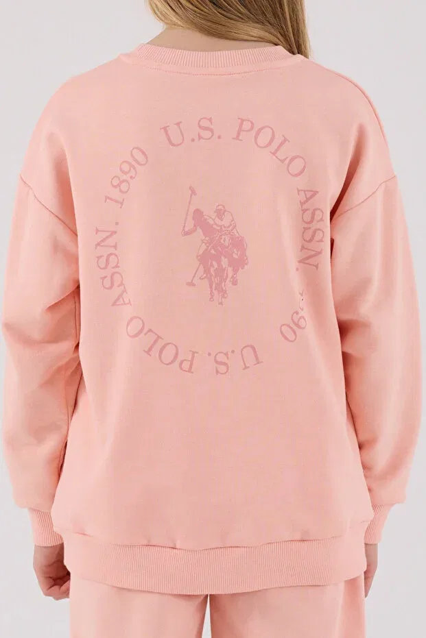 Детский комплект спортивного костюма для девочек с вышивкой U.S. Polo Assn., Light Salmon — фото 2