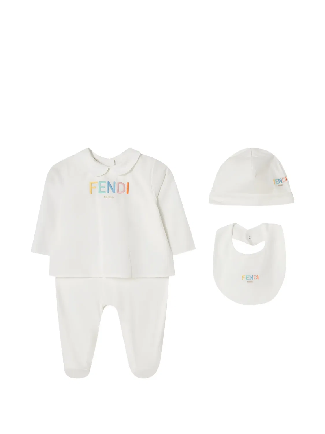 Комплект из топа и брюк с вышитым логотипом Fendi Kids, белый