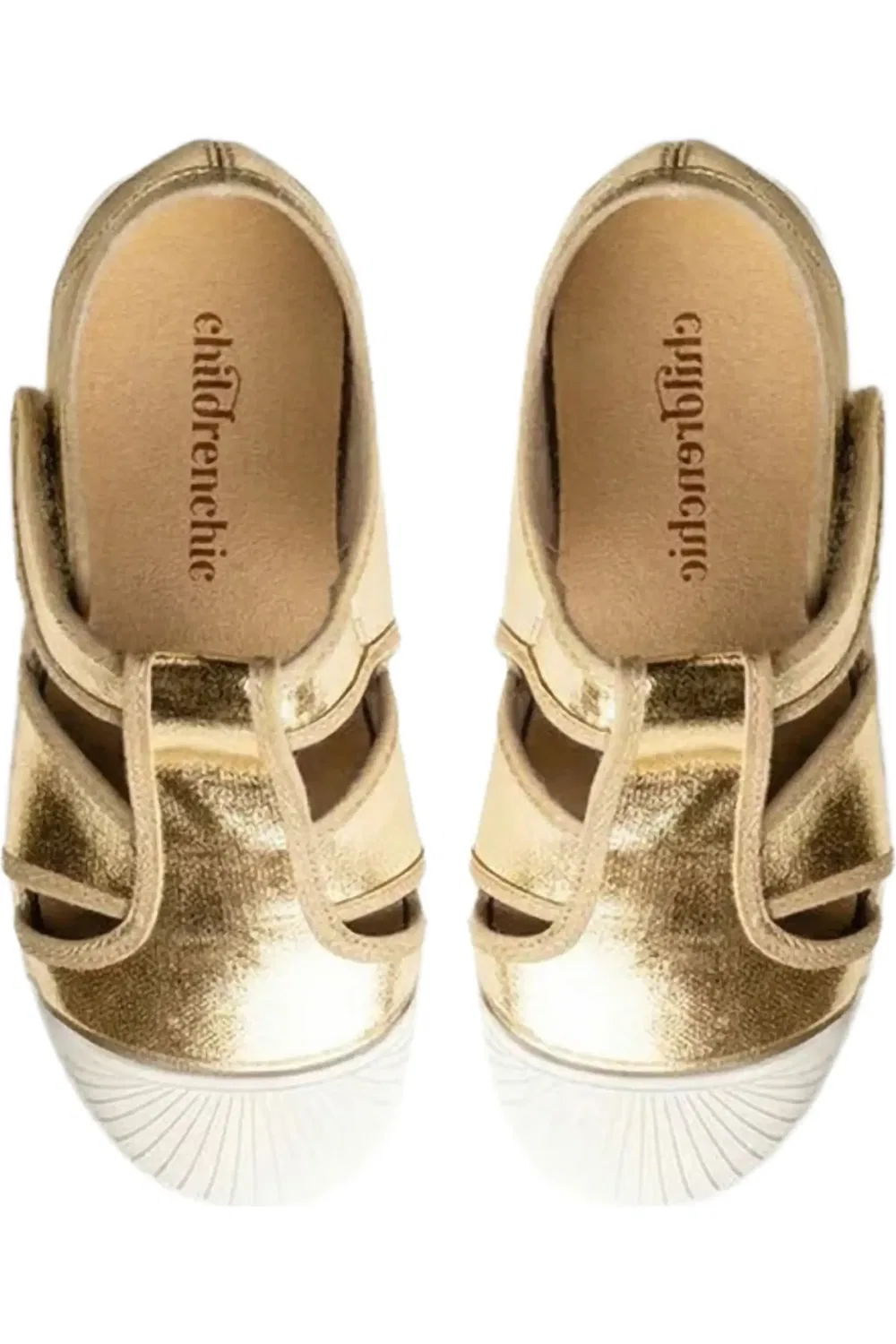Туфли детские на плоской подошве с ремешком Riley CHILDRENCHIC, Gold — фото 2