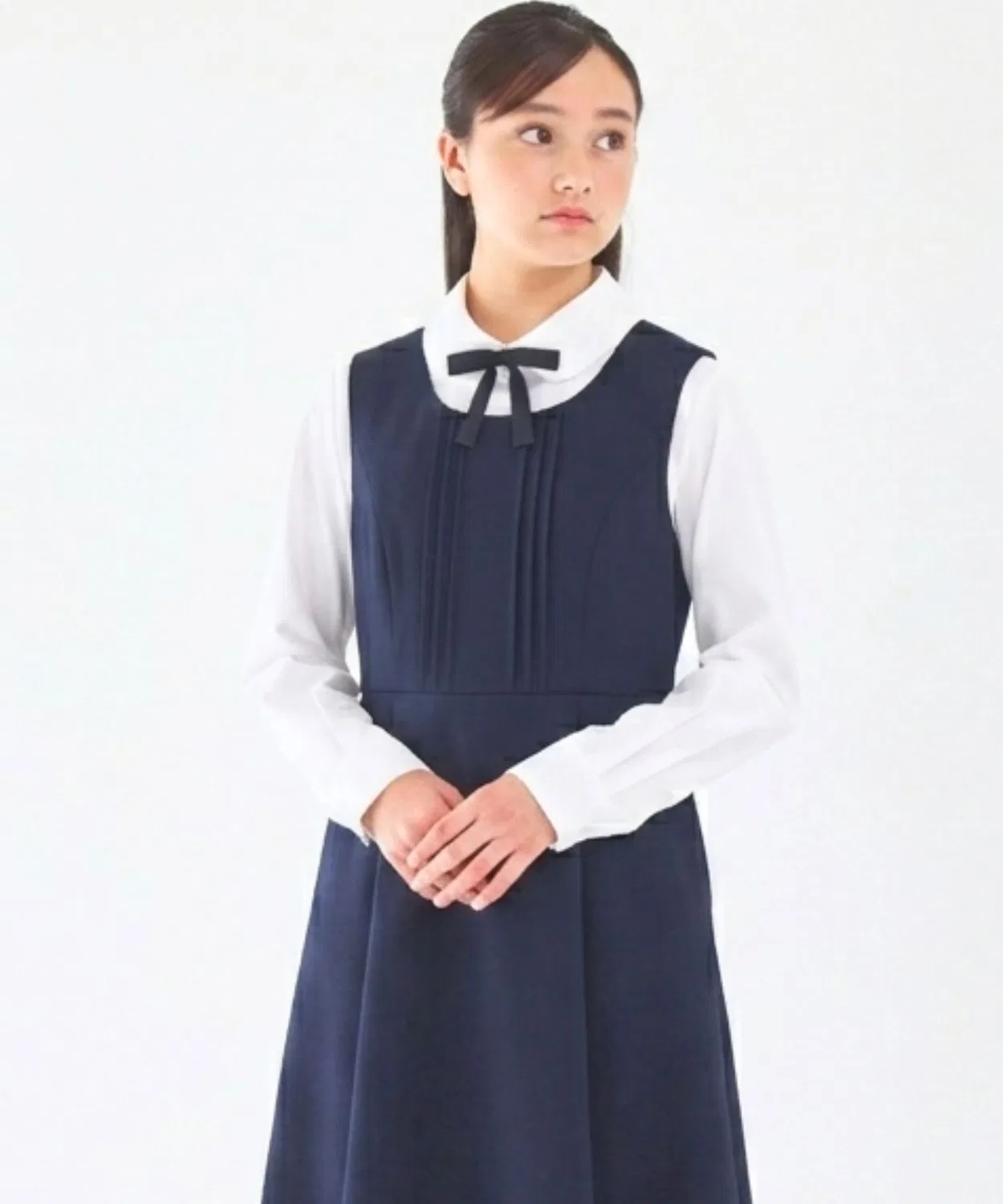 Детский джемпер-сарафан с пинтаками, модель PINTUCK JUMPER SKIRT CHOPIN, Navy