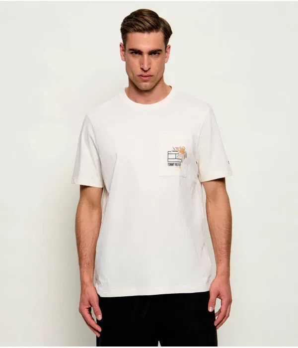 Мужская футболка хлопковая T-Shirt Tommy Hilfiger, Écru