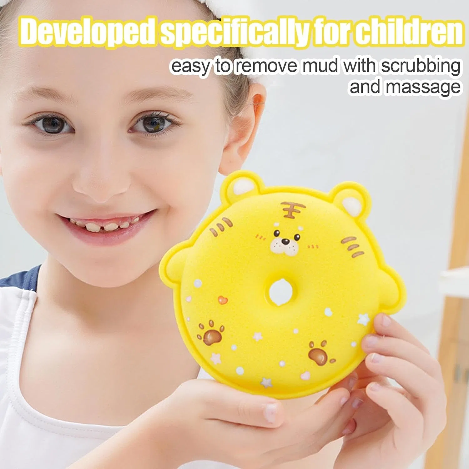 Мочалка для тела с сотовым дизайном, Ghjkldha, 1 шт, 12x11.5x2 см, желтый — фото 2