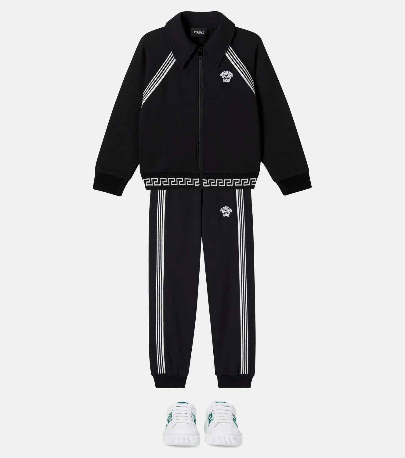 Джемпер на молнии из хлопкового джерси Versace Kids, черный — фото 2