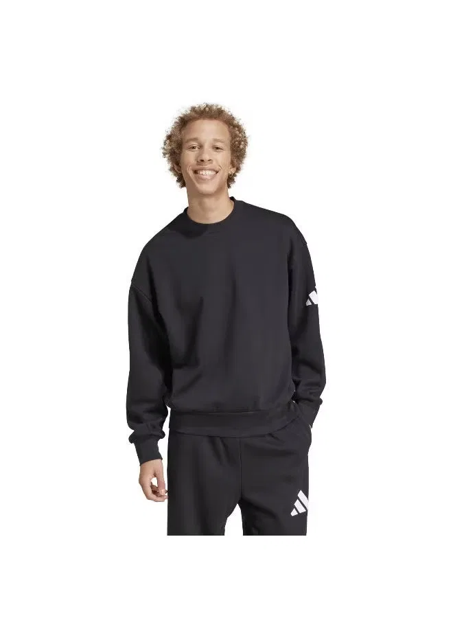 Свитшот свободного кроя с длинным рукавом Adidas, черный