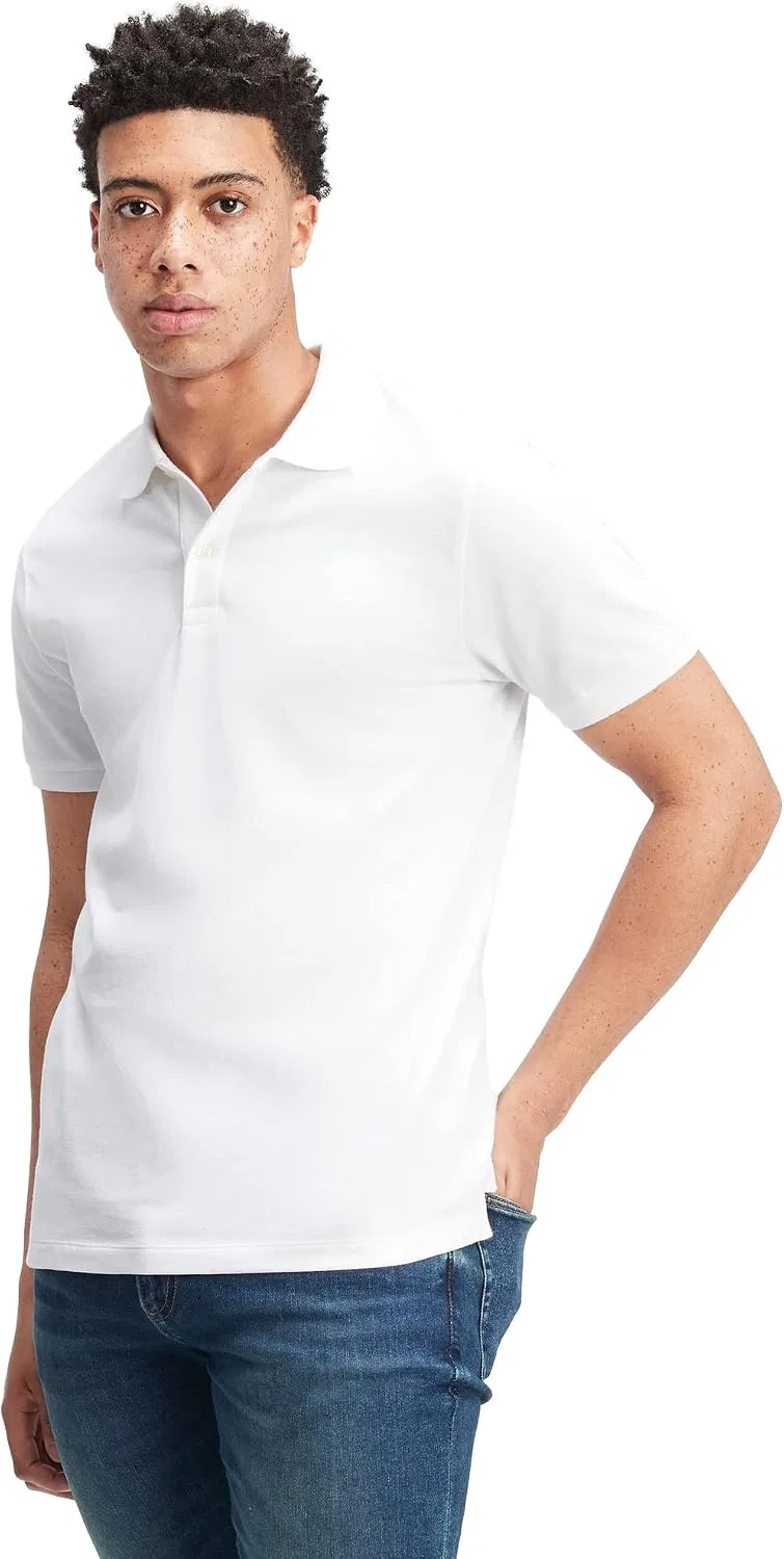 Мужское поло из хлопка с коротким рукавом GAP, White Global